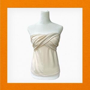 EUC J.Crew Factory Women’s Cream Cotton Stretch Strapless Knit Top Size XXS